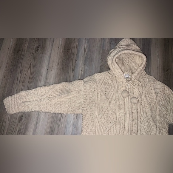 Women’s 100% Wool Full Zip Long Sleeve Hooded Cardigan Hand Made - Picture 4 of 8